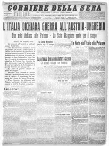 La prima pagina del Corriere della Sera del 24 maggio 1915