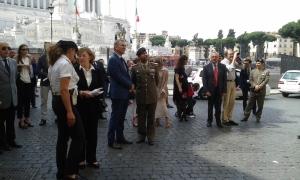 Un momento della cerimonia a piazza Madonna di Loreto a Roma